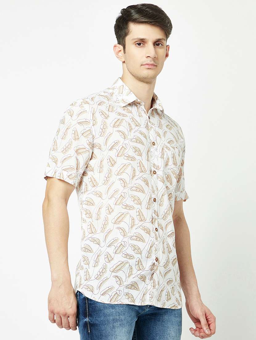 mens leaf print casual shirt - 19555121 -  Standard Image - 1