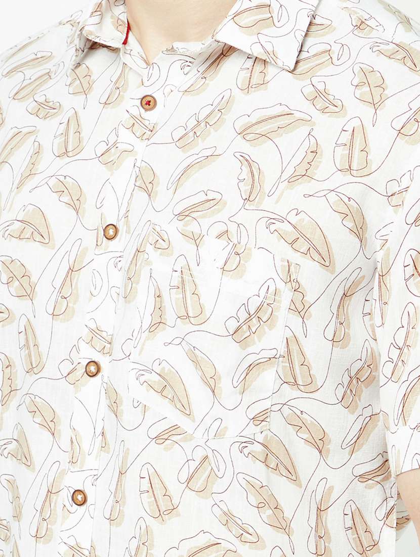 mens leaf print casual shirt - 19555121 -  Standard Image - 4