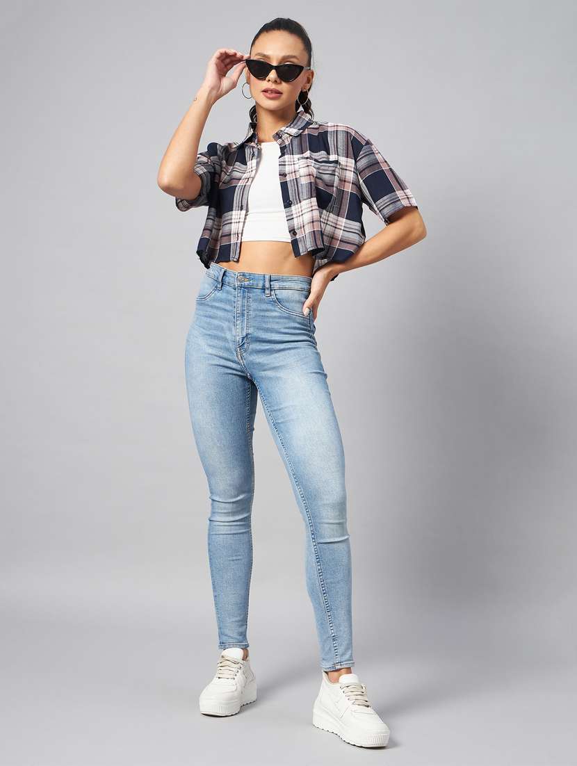women checkered crop shirt - 19555150 -  Standard Image - 4