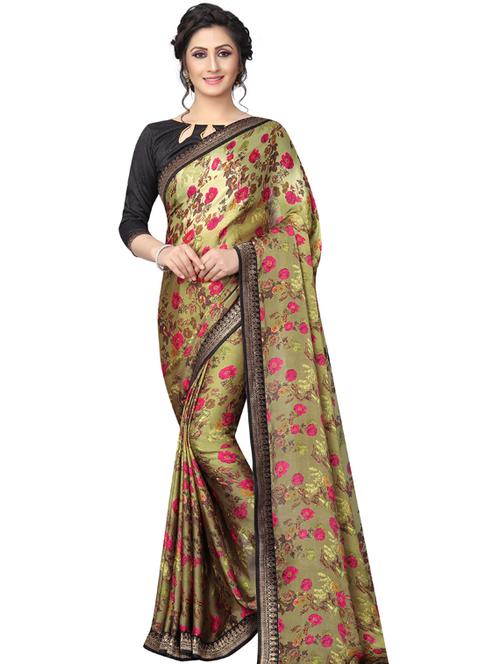 green printed saree with blouse - 19555291 - Standard Image - 0