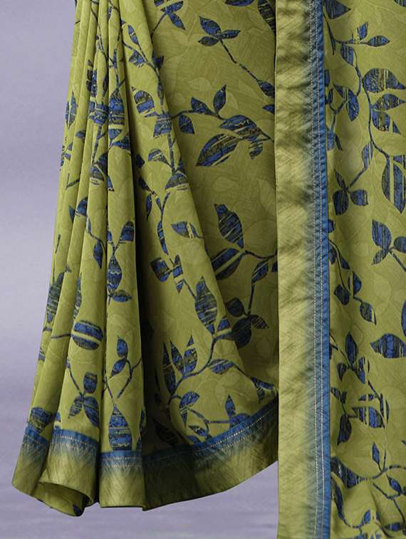 mehandi georgette printed saree with blouse - 19555308 -  Standard Image - 1