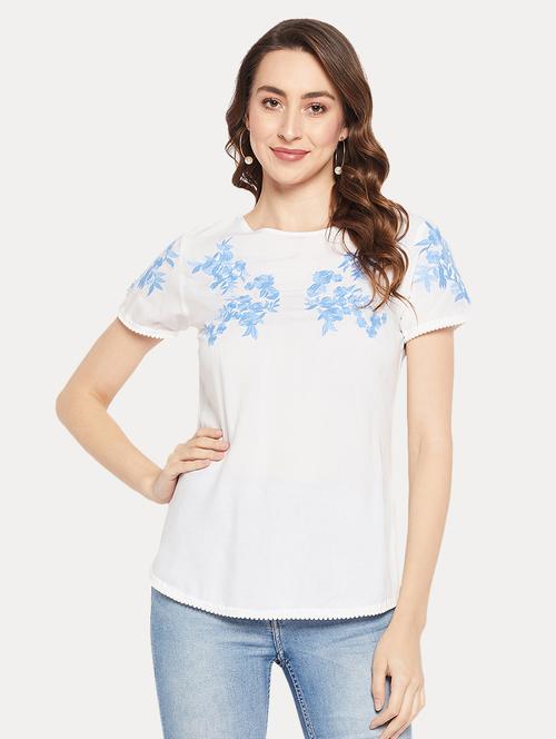 women white regulal fit boat neck top - 19559512 - Standard Image - 0