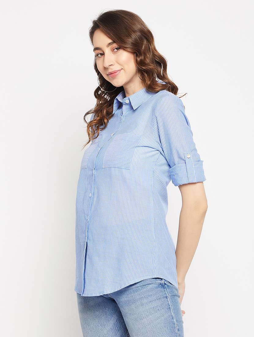 women striped regular shirt - 19560290 - Standard Image - 1