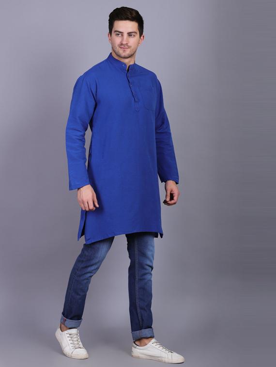blue solid long kurtas kurta - 19564521 - Standard Image - 1