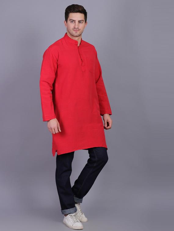 red solid long kurtas kurta - 19564522 - Standard Image - 1