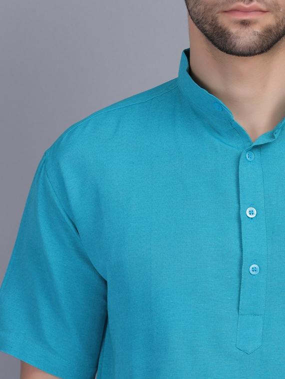 blue solid short kurta - 19564529 - Standard Image - 9