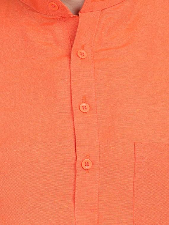 orange cotton blend short kurta - 19564534 - Standard Image - 4