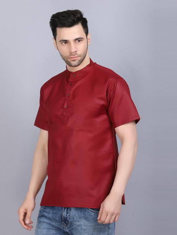 maroon cotton blend short kurtas kurta - 19564542 - Standard Image - 1