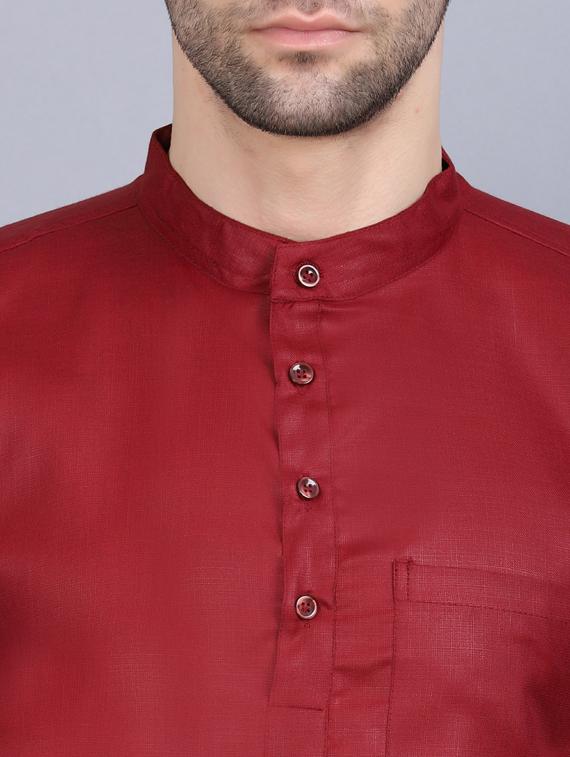maroon cotton blend short kurtas kurta - 19564542 - Standard Image - 4
