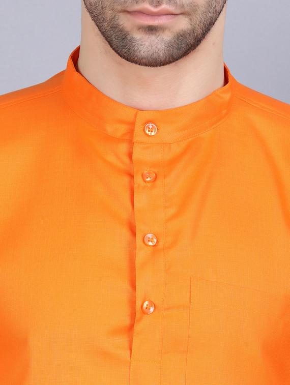 orange cotton blend short kurta - 19564545 - Standard Image - 4