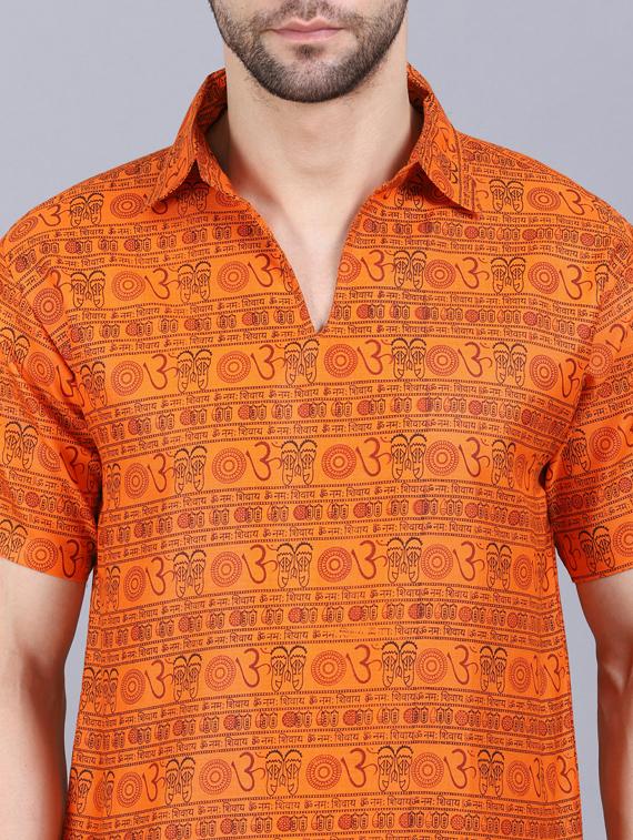 orange printed short kurta - 19564561 - Standard Image - 4