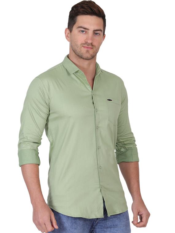 green cotton blend casual shirt - 19564636 -  Standard Image - 1