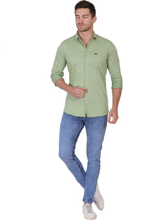 green cotton blend casual shirt - 19564636 - Standard Image - 4