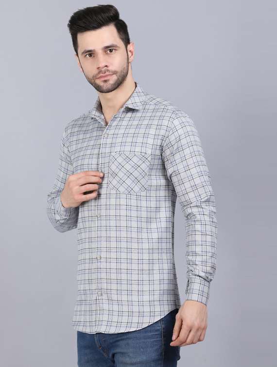 grey cotton blend casual shirt - 19564642 -  Standard Image - 1