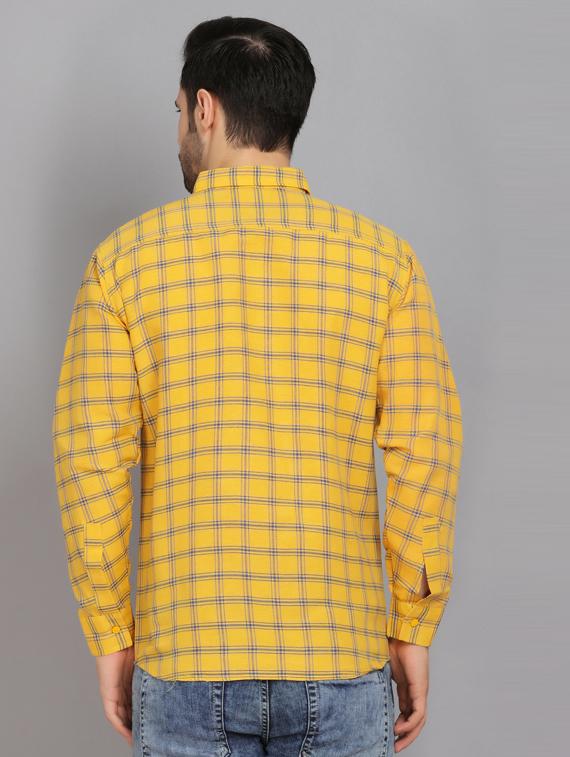 yellow checkered casual shirt - 19564655 - Standard Image - 1