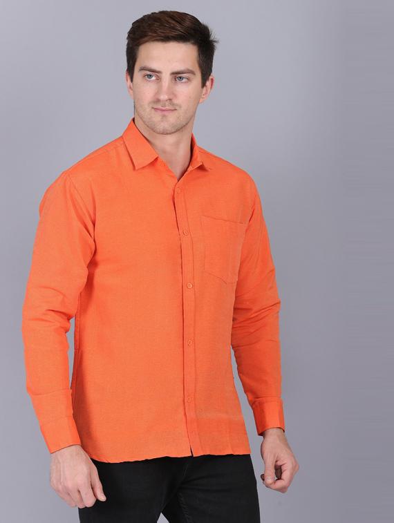 orange cotton casual shirt - 19564675 -  Standard Image - 1