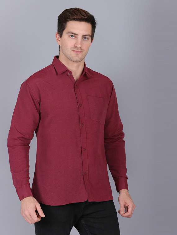 maroon cotton casual shirt - 19564677 -  Standard Image - 1