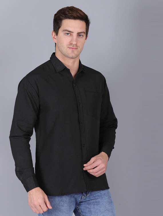 black cotton casual shirt - 19564678 -  Standard Image - 1