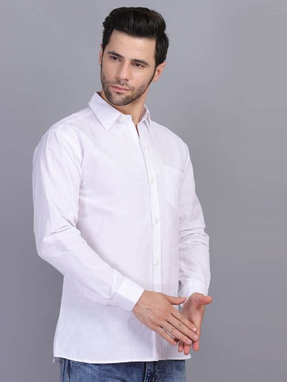white cotton casual shirt - 19564679 -  Standard Image - 1