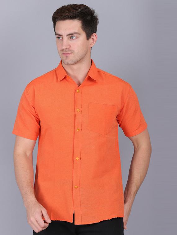 orange cotton casual shirt - 19564686 - Standard Image - 1