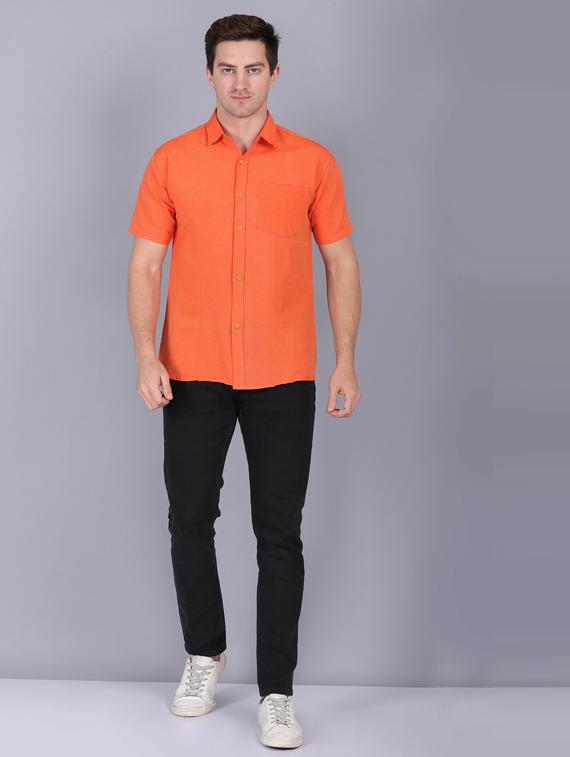 orange cotton casual shirt - 19564686 - Standard Image - 4
