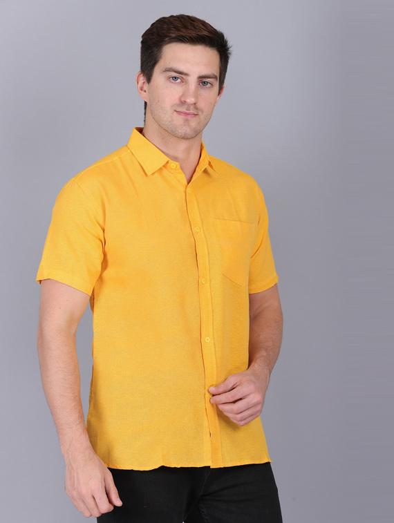 yellow cotton casual shirt - 19564687 - Standard Image - 1