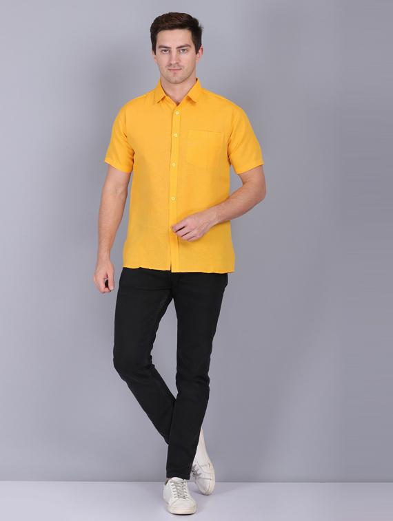 yellow cotton casual shirt - 19564687 - Standard Image - 4