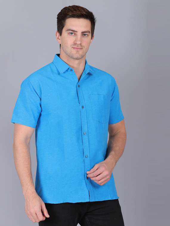blue cotton casual shirt - 19564688 -  Standard Image - 1