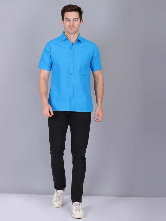 blue cotton casual shirt - 19564688 -  Standard Image - 4