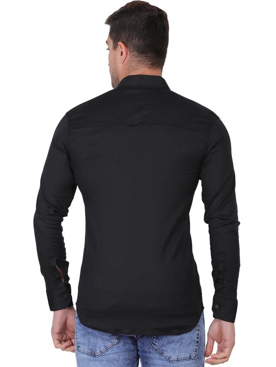 black cotton lycra casual shirt - 19564690 - Standard Image - 1