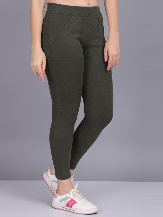 green cotton blend jeggings - 19565865 -  Standard Image - 1
