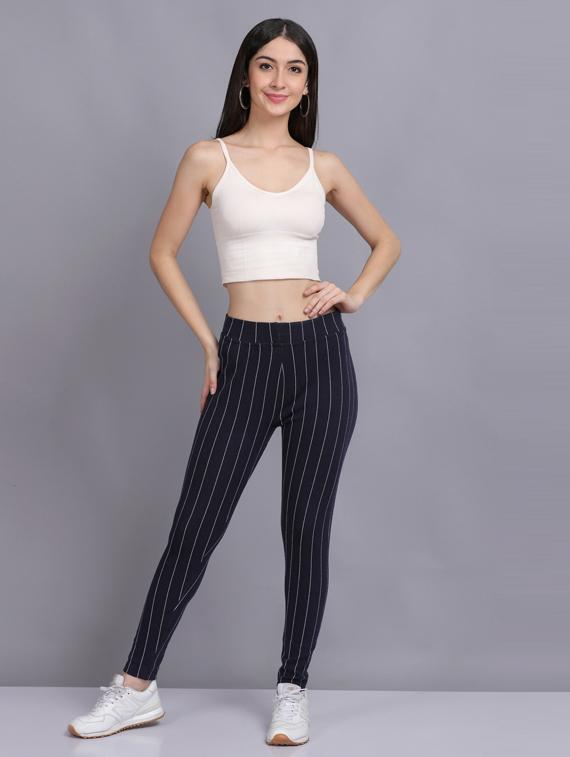 dark blue cotton blend jeggings - 19565868 - Standard Image - 4