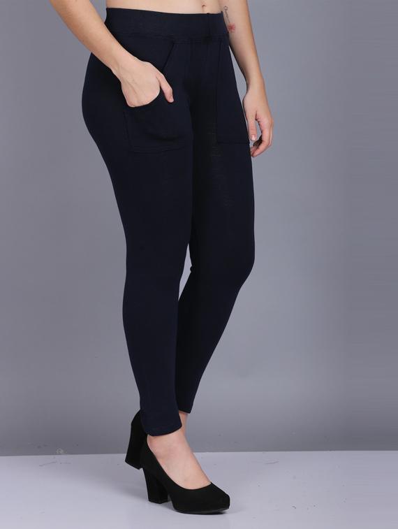 dark blue cotton blend jeggings - 19565884 - Standard Image - 1