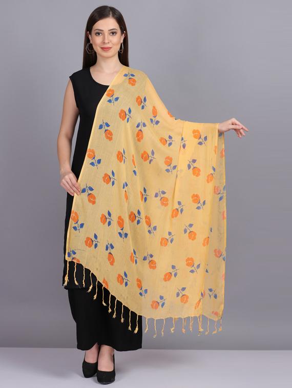 yellow floral printed dupatta - 19565933 - Standard Image - 1