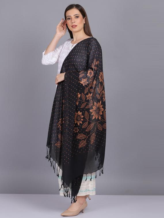 black printed dupatta - 19565937 - Standard Image - 1