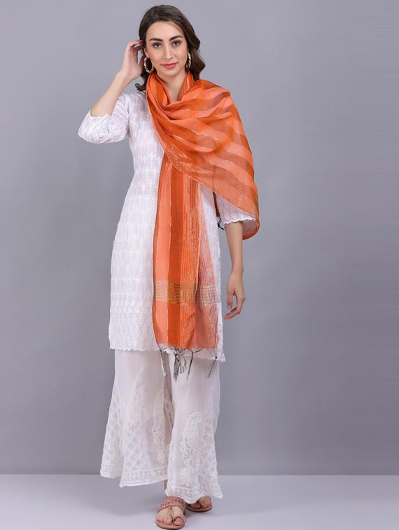 orange printed dupatta - 19565938 - Standard Image - 1