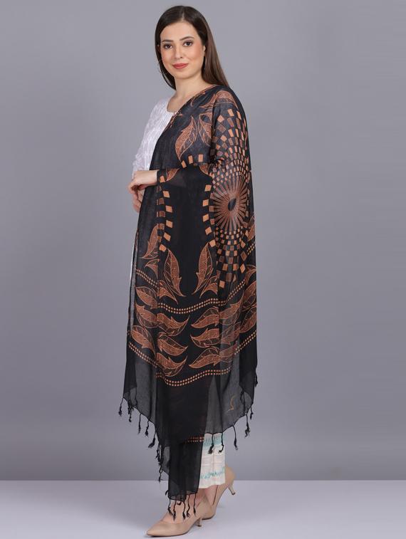 black printed dupatta - 19565942 - Standard Image - 1