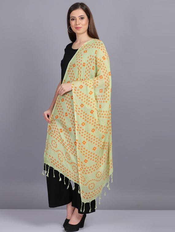 green bandhani print dupatta - 19565943 -  Standard Image - 1