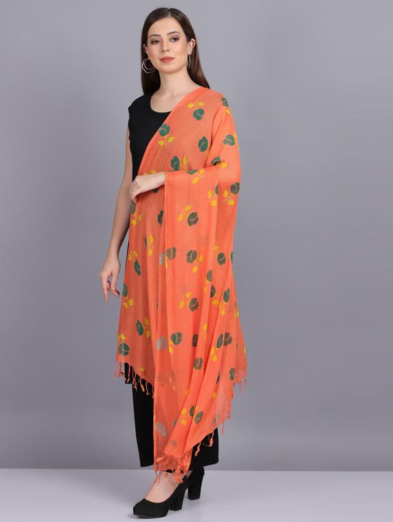 orange floral printed dupatta - 19565949 - Standard Image - 1