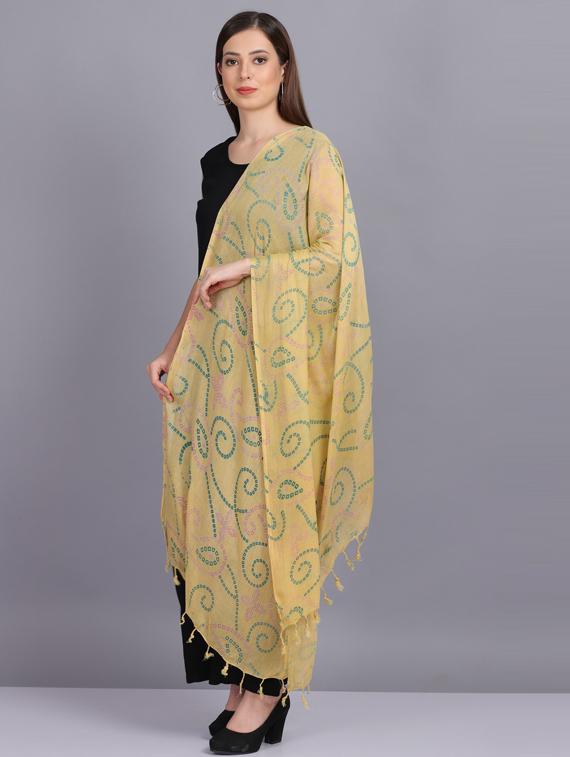 yellow bandhani print dupatta - 19565953 - Standard Image - 1