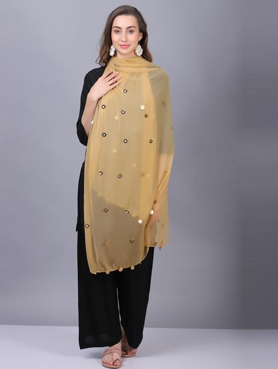 beige solid dupatta - 19565968 - Standard Image - 4