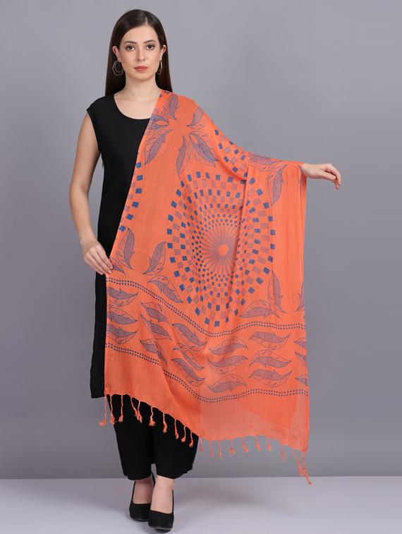 orange printed dupatta - 19565973 -  Standard Image - 1
