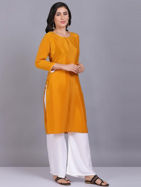round neck kurta palazzo set - 19566008 - Standard Image - 1