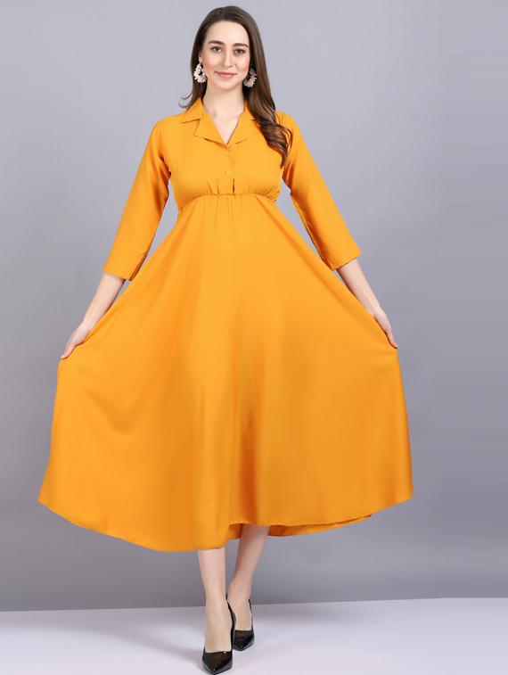 lapel neck crepe flared gown - 19566012 - Standard Image - 1
