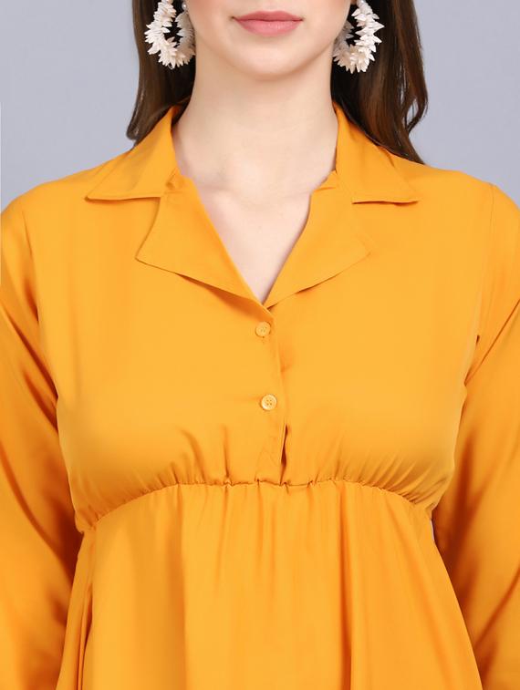 lapel neck crepe flared gown - 19566012 - Standard Image - 4