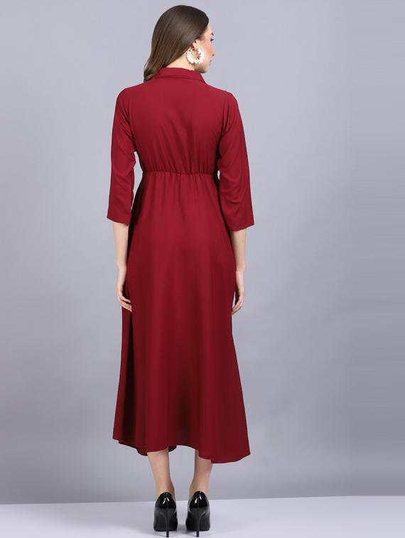 lapel neck crepe flared gown - 19566013 - Standard Image - 4