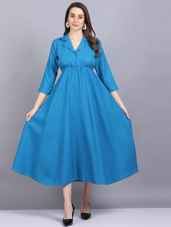 lapel neck crepe flared gown - 19566016 - Standard Image - 1