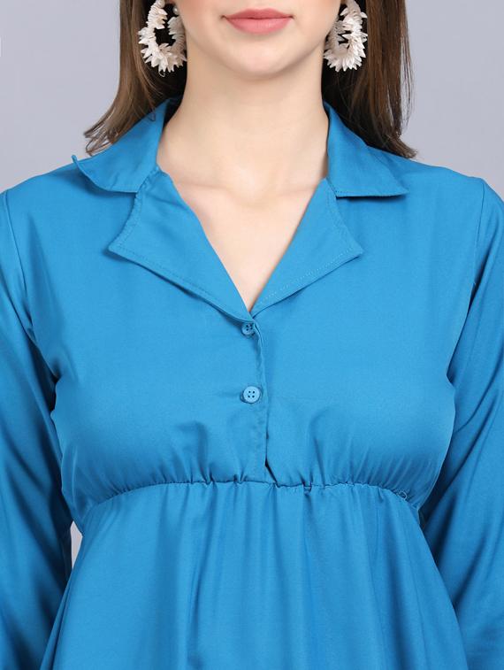 lapel neck crepe flared gown - 19566016 - Standard Image - 4
