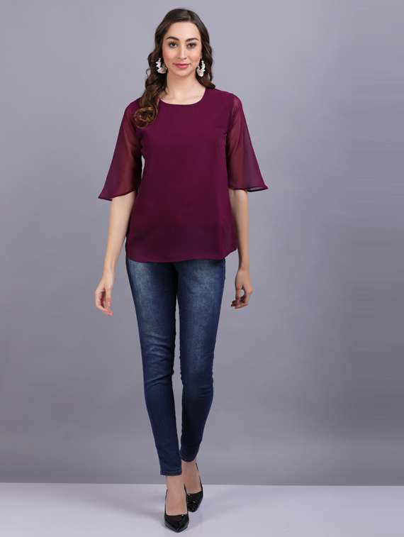 women's straight round neck top - 19566043 -  Standard Image - 4