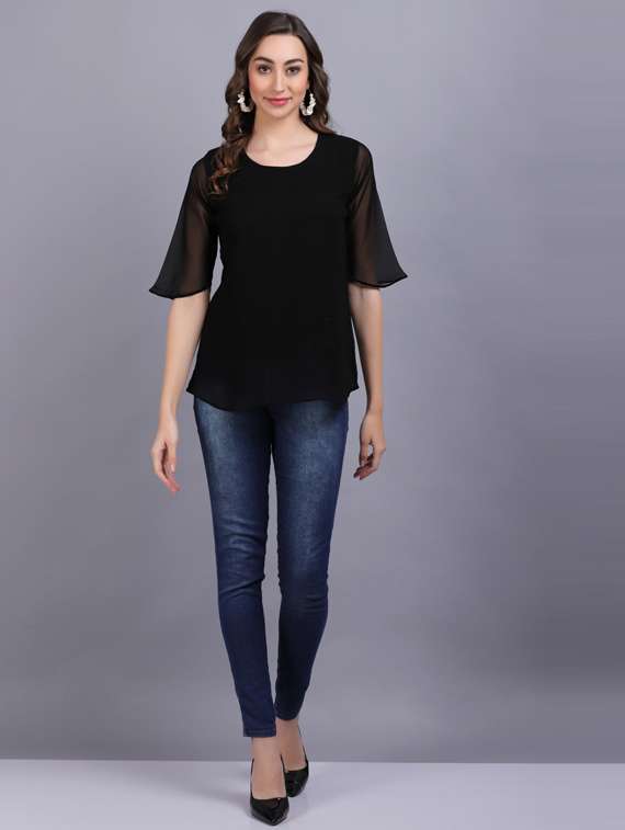 women's straight round neck top - 19566053 -  Standard Image - 4
